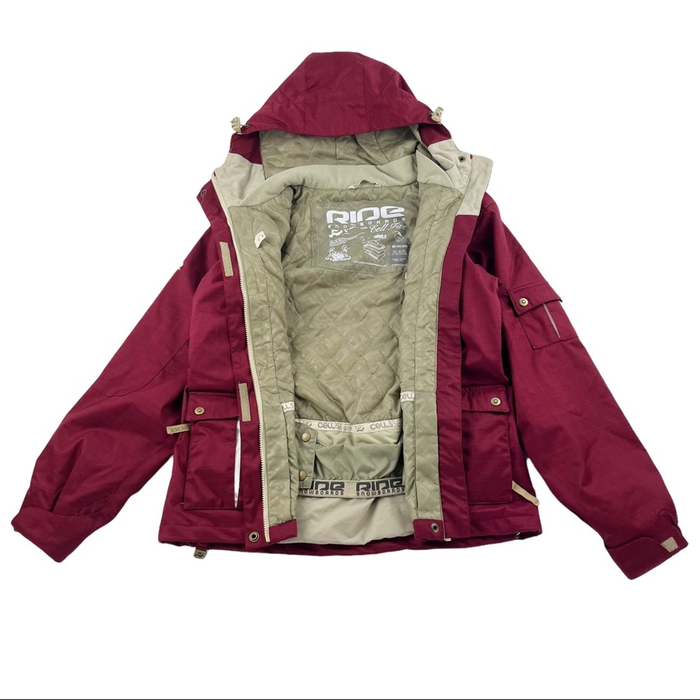 Ride Snowboards Cell Five Nylon Waterproof Teflon Hooded Hoodie Snow Jacket Top - Picture 11 of 11